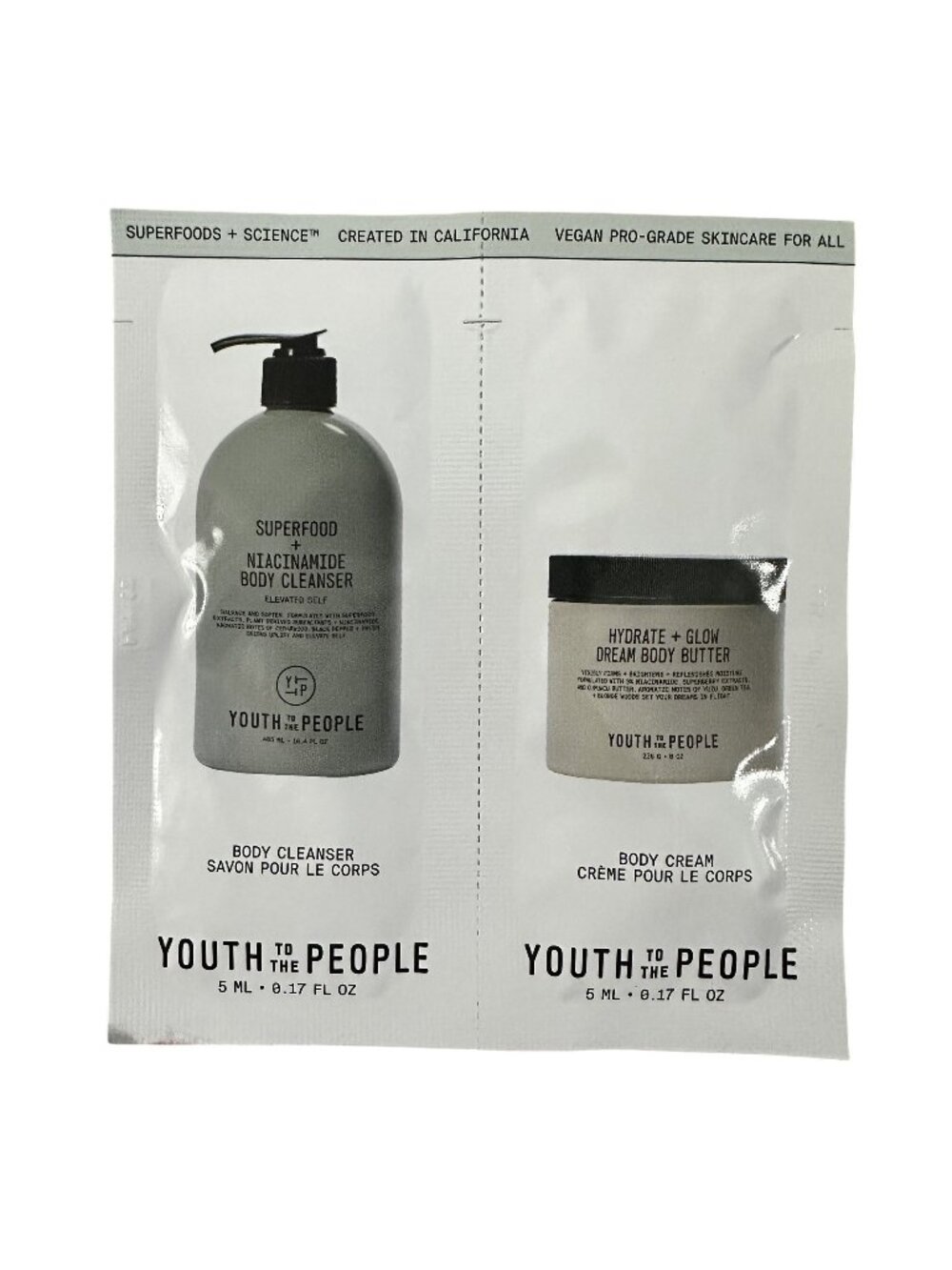 Youth to the People Superfood Body Cleanser & Dream Body Butter 0.17oz/5mL each